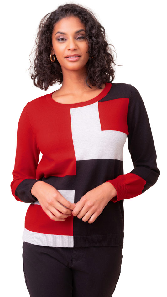 Colour Block Round Neck Sweater. Style ALS48067