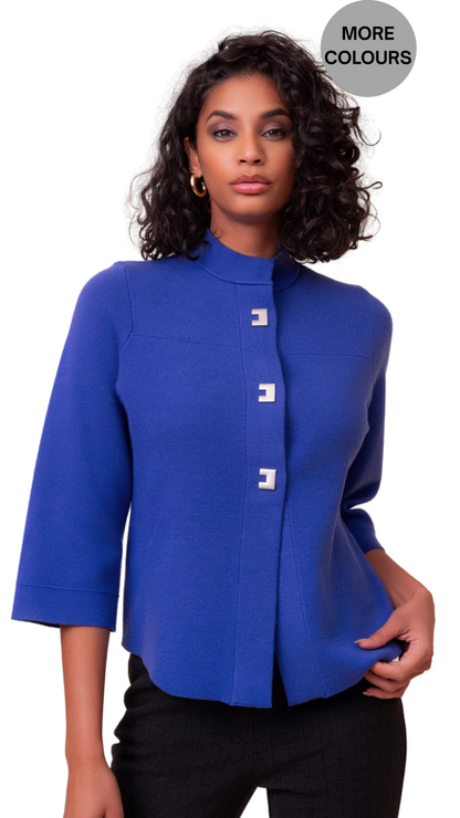 Mock Neck Wide 3/4 Sleeve Buttons Cardigan. Style ALS48211