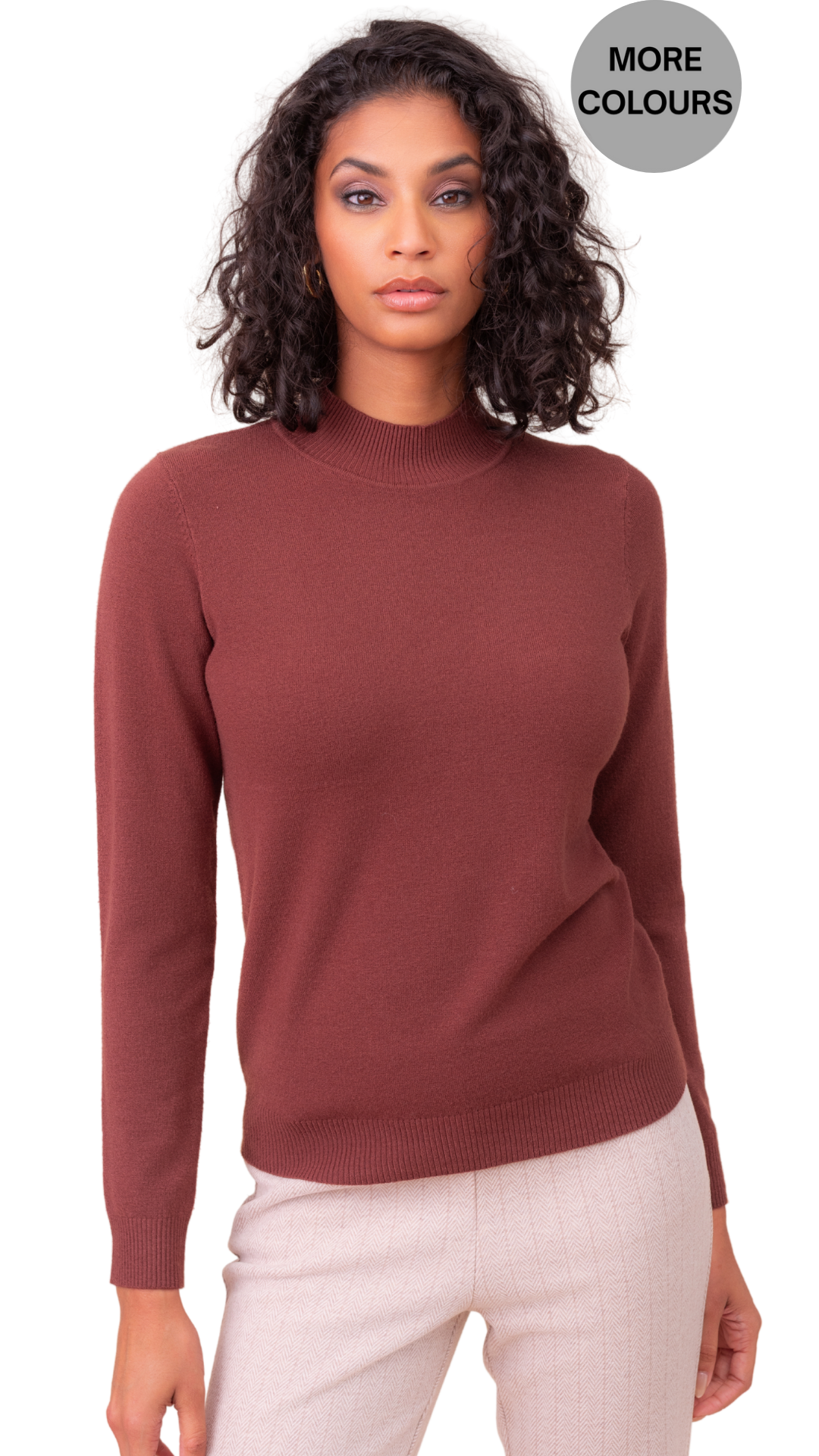 Mock Neck Long Sleeve Stretch Sweater. Style ALSYRE705
