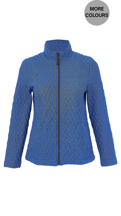 Zip Front Stand Collar Textured Fabric Jacket. Style DOLC76192