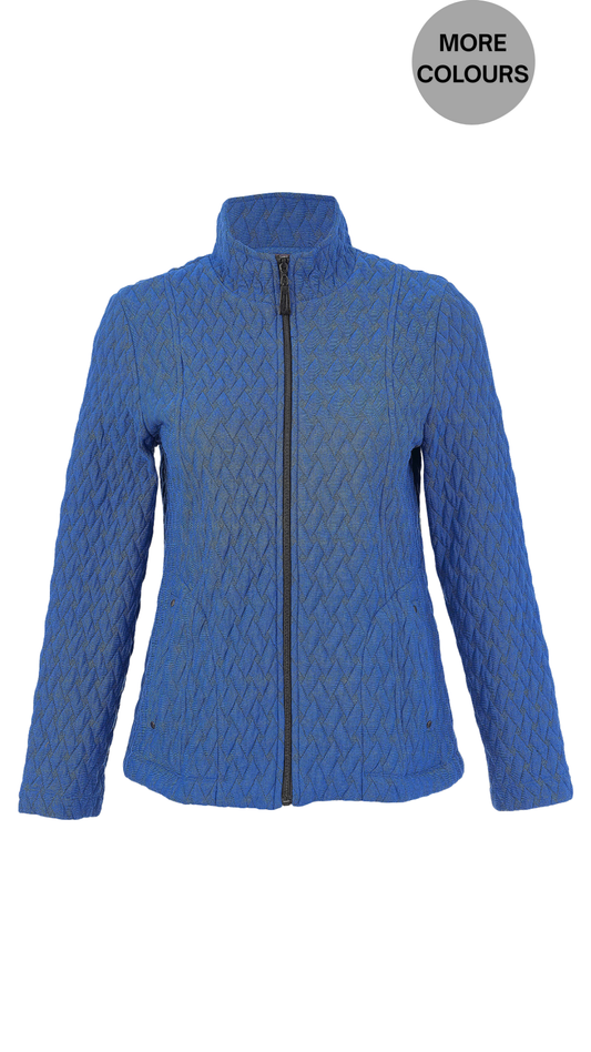 Zip Front Stand Collar Textured Fabric Jacket. Style DOLC76192