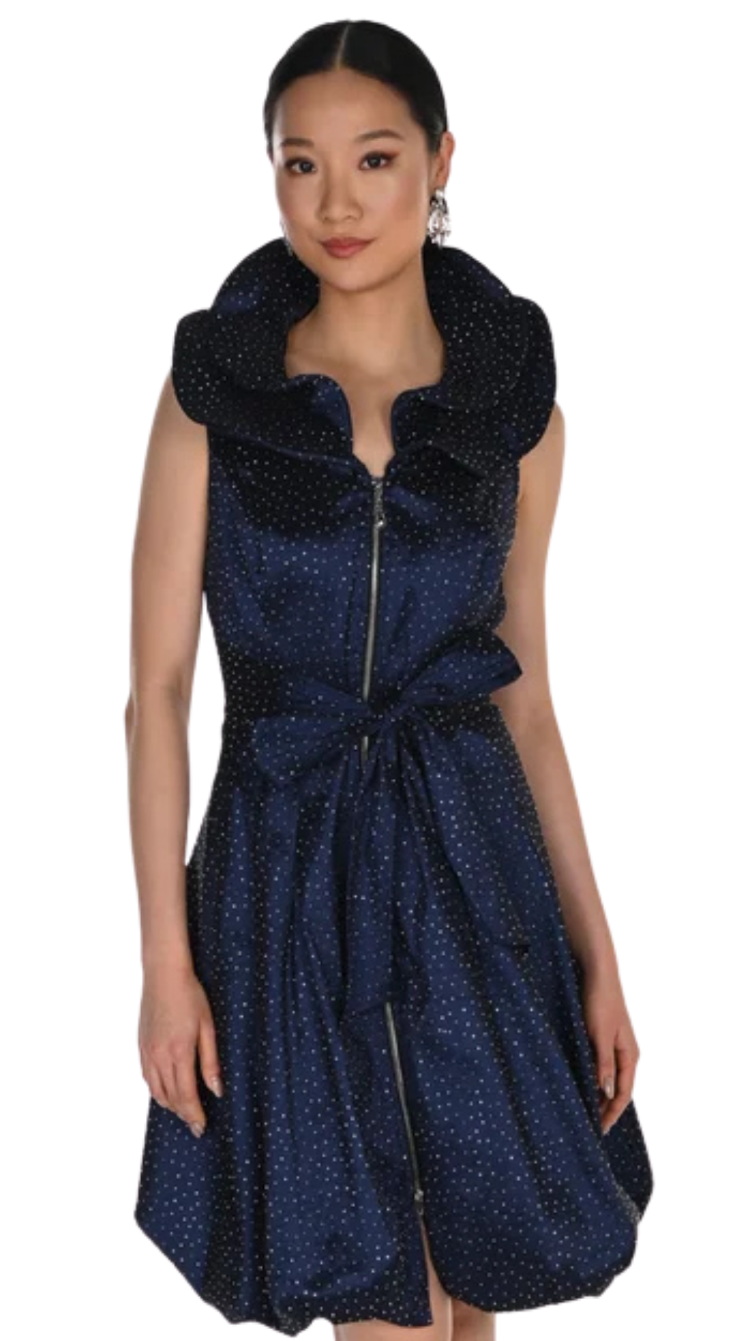 Sleeveless Structured Statement Collar Bubble Dress. Style FL269189