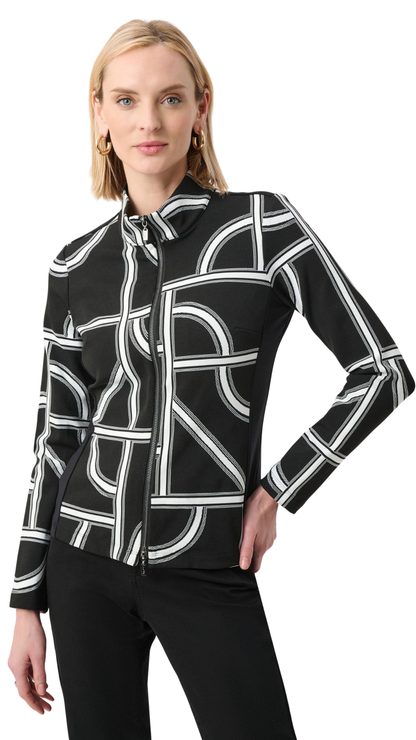 Jacquard Knit Geometric Fitted Jacket. Style JR263055