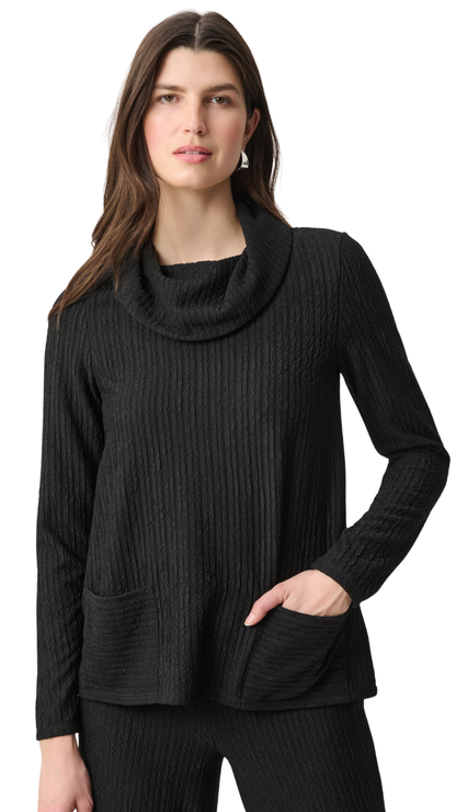 Ribbed Cowl Neck Long Sleeve Top. Style JR264019