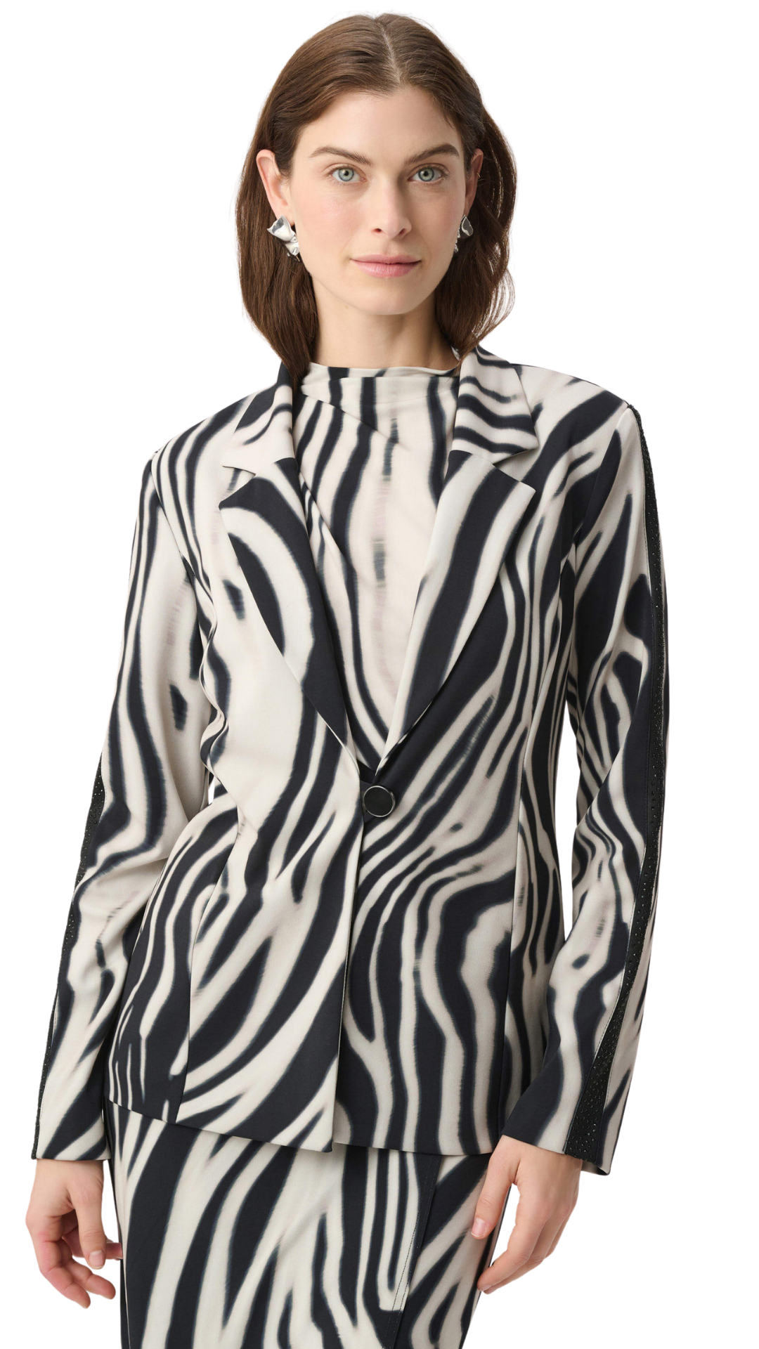 Animal Print Rhinestone Details Blazer. Style JR264129
