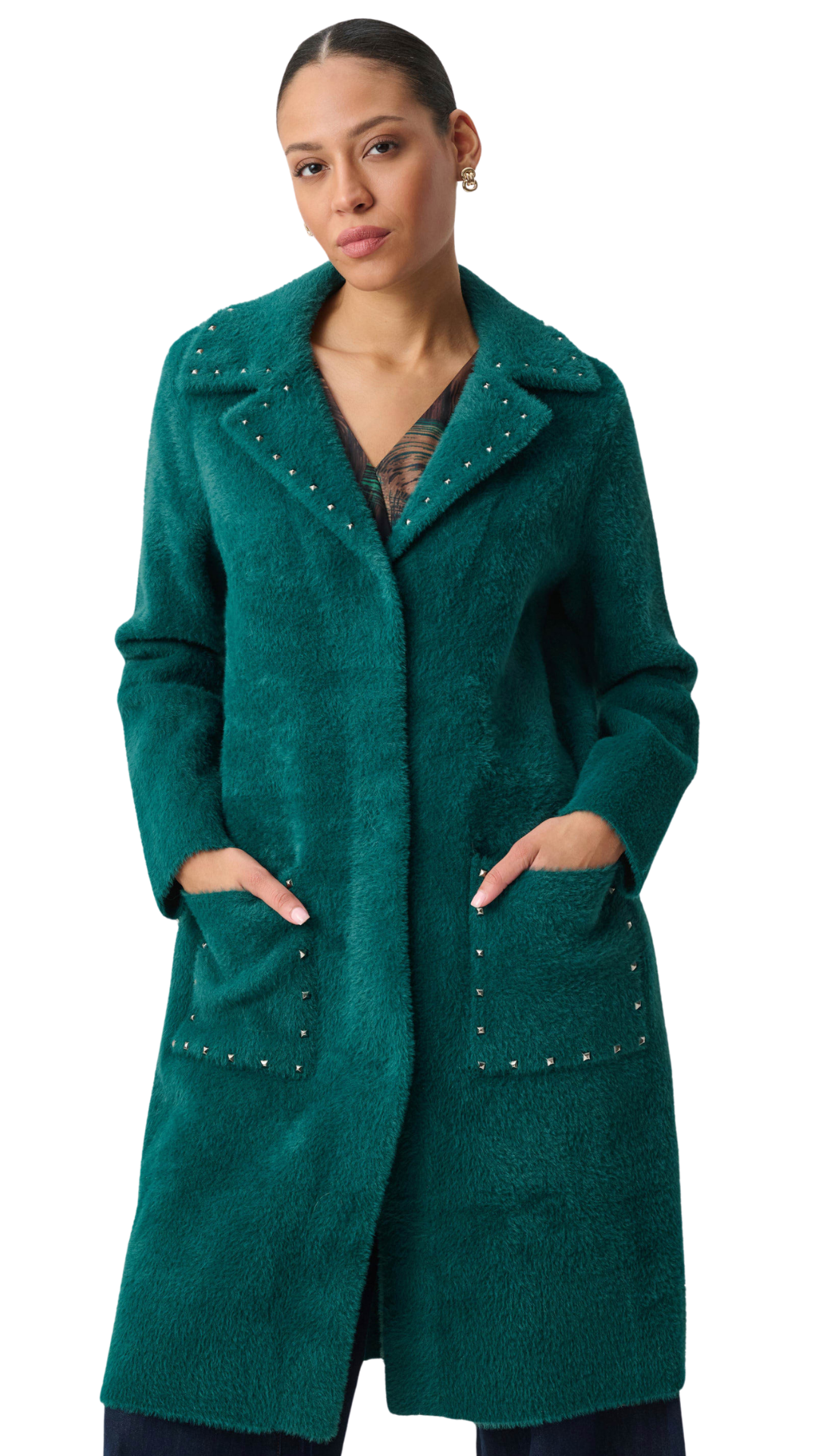 Stud Details Notch Lapel Collared Jacket. Style JR264921
