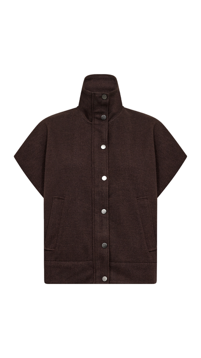 Mock Neck Button Placket Cropped Vest. Style SOYA27820