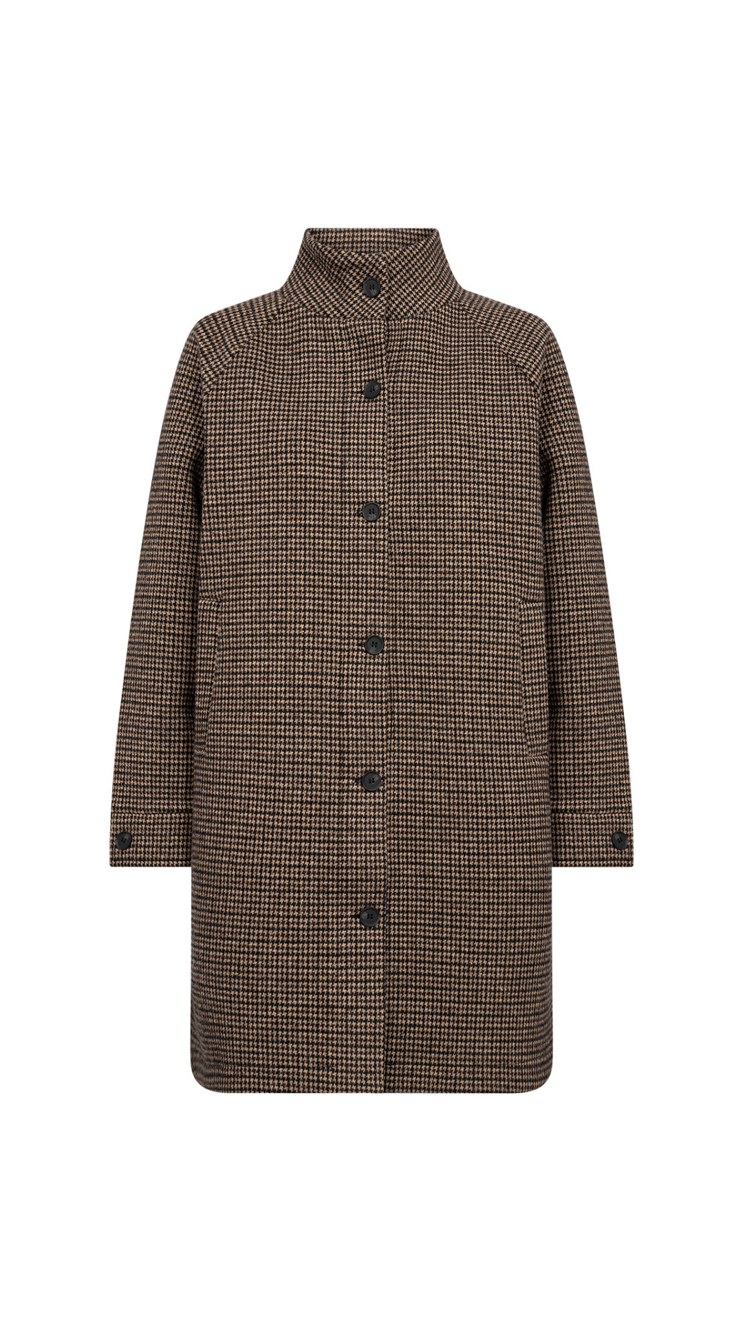 Houndstooth Button Front Mock Neck Jacket. Style SOYA27832