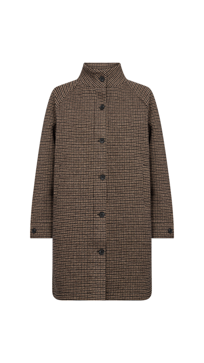 Houndstooth Button Front Mock Neck Jacket. Style SOYA27832