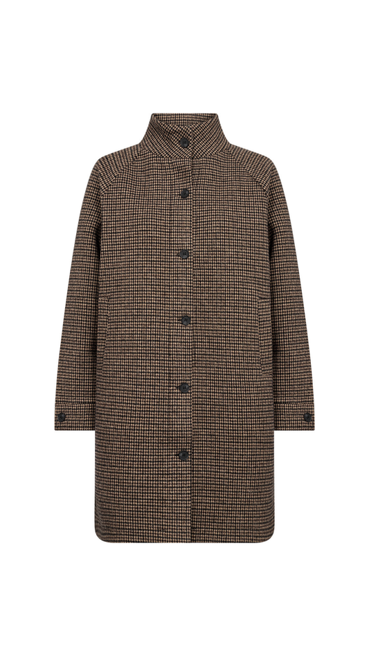 Houndstooth Button Front Mock Neck Jacket. Style SOYA27832
