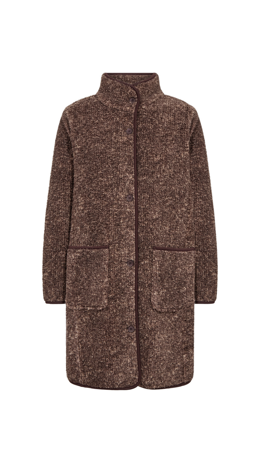 Boucle Mock Neck Button Front Jacket. Style SOYA27880