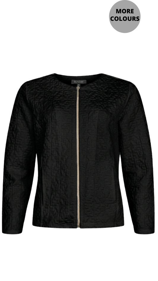 Textured Zip Front Solid Colour Cardigan. Style SUN6941