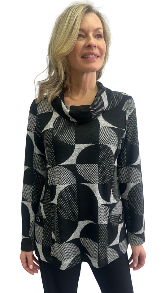 Cowl Neck Patch Pocket & Buttons Top. Style SW102969