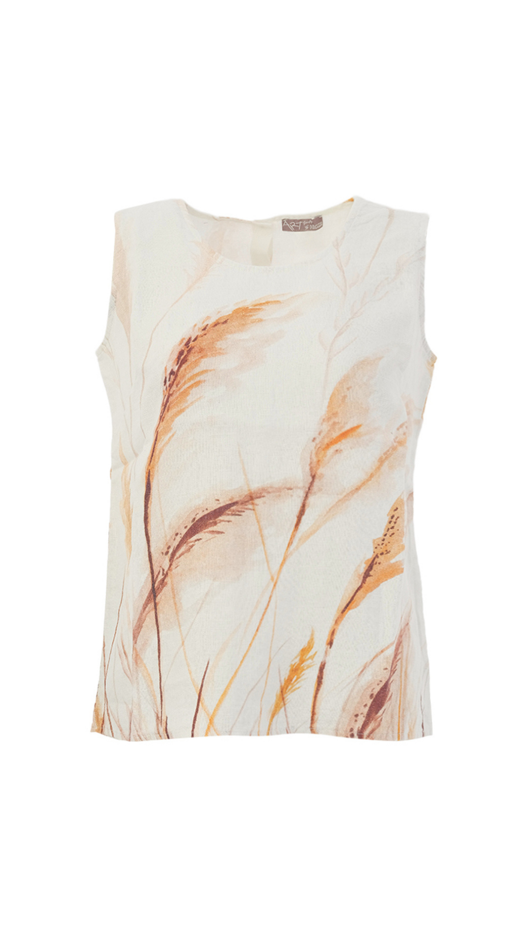 "Reeds By The Shore" Artist Print Sleeveless Linen Top. Style DOLC26750