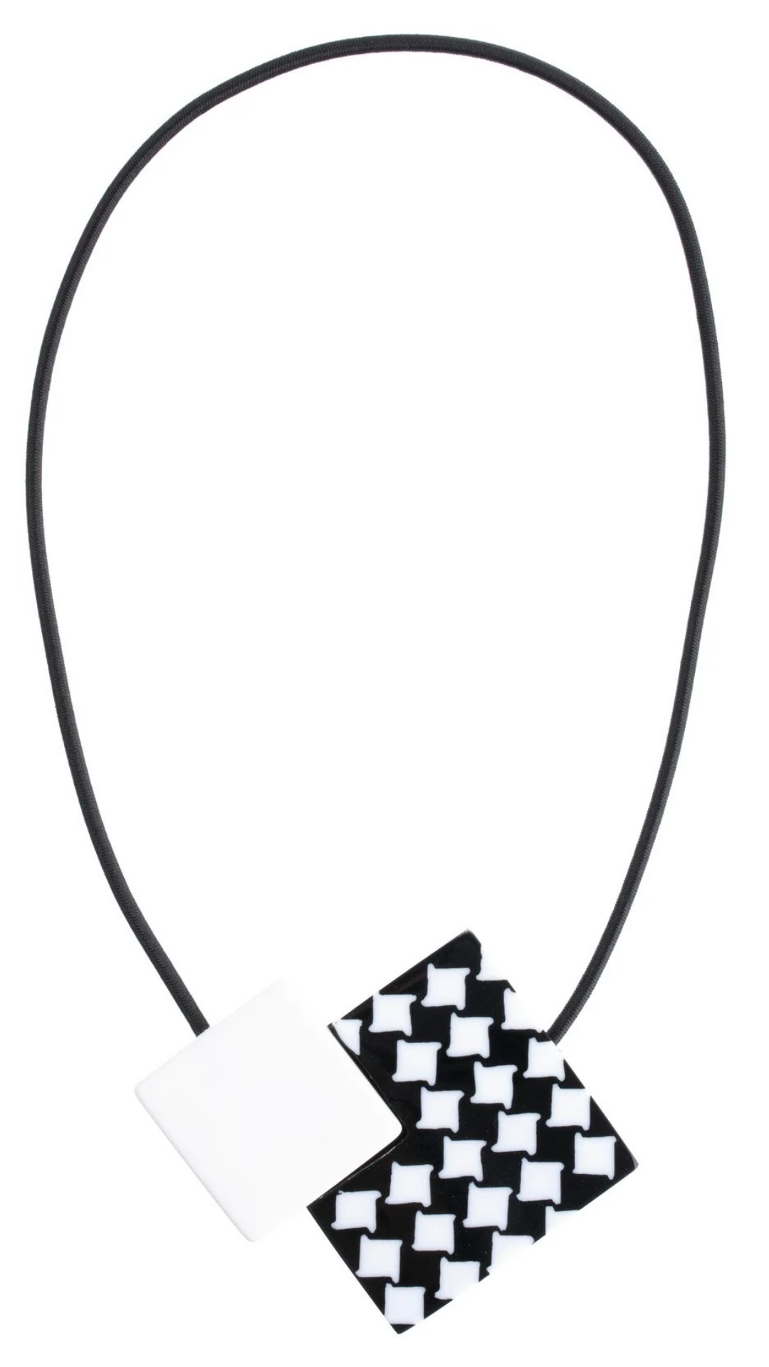 November 2 Bead Collection - Houndstooth Print Square & Small White Square Necklace. Style 8460101WHITQ02