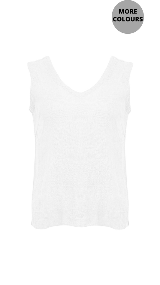 V-Neck Linen Solid Colour Tank. Style DOLC26220