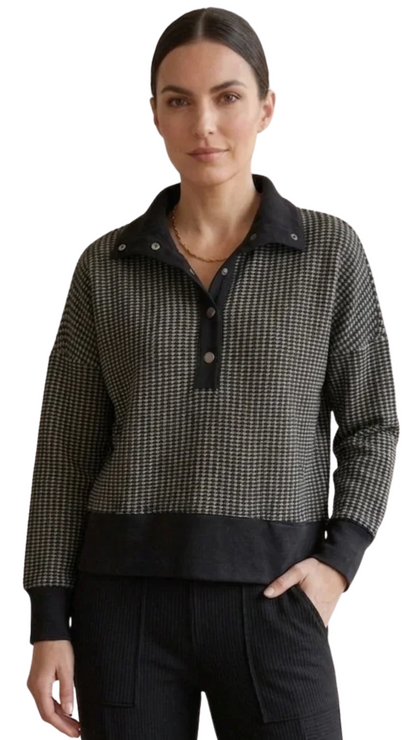 Waffle Knit Button Collar Long Sleeve Sweater. Style WPW05