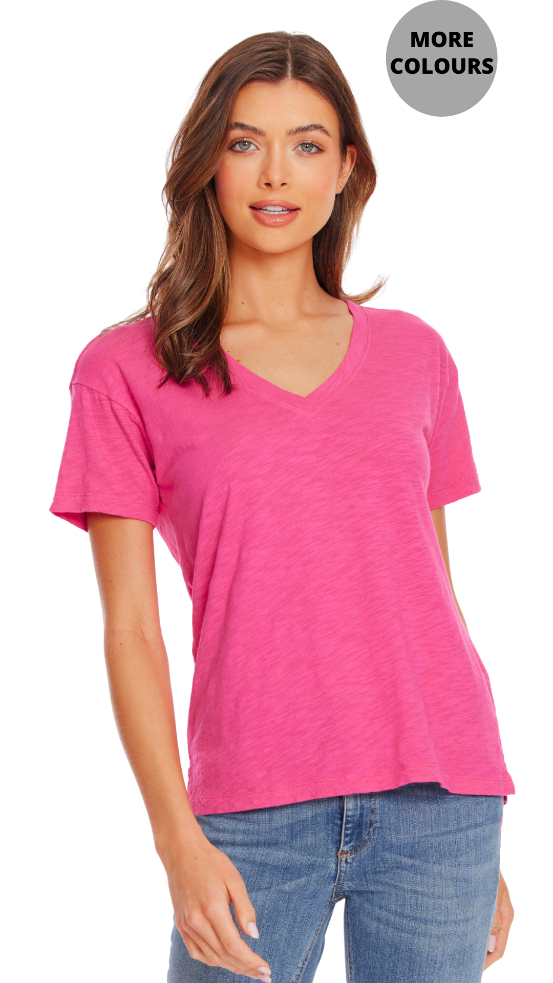 V-Neck Cotton Lightweight Short Sleeve Top. Style MO47F-A2157