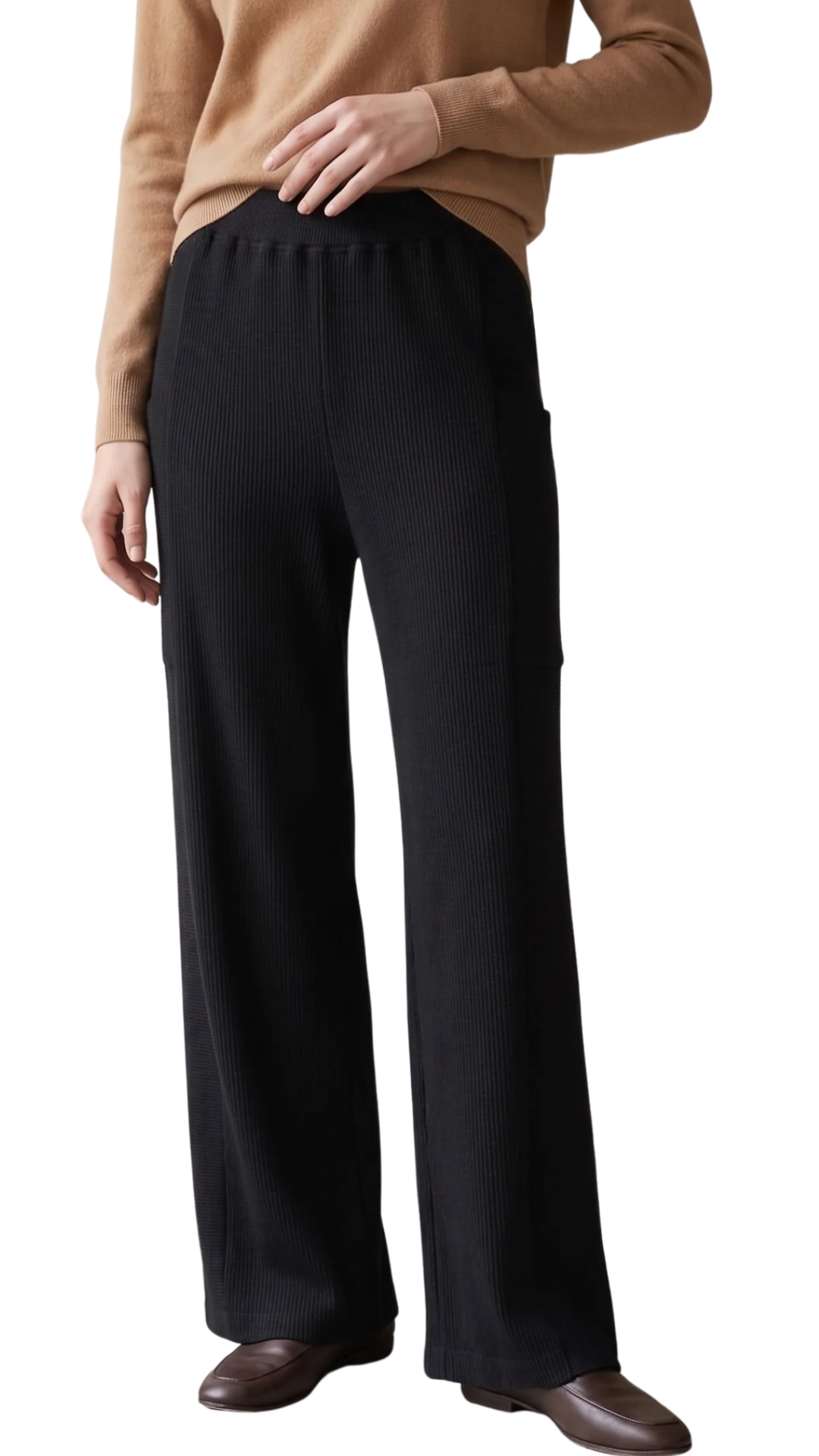 Ribbed Knit Pull-On Wide Leg Pant. Style WPW07