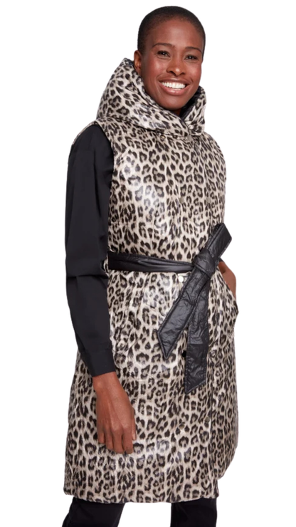 Reversible Cheetah Print Belted Quilted Vest. Style REN3964R-E3121