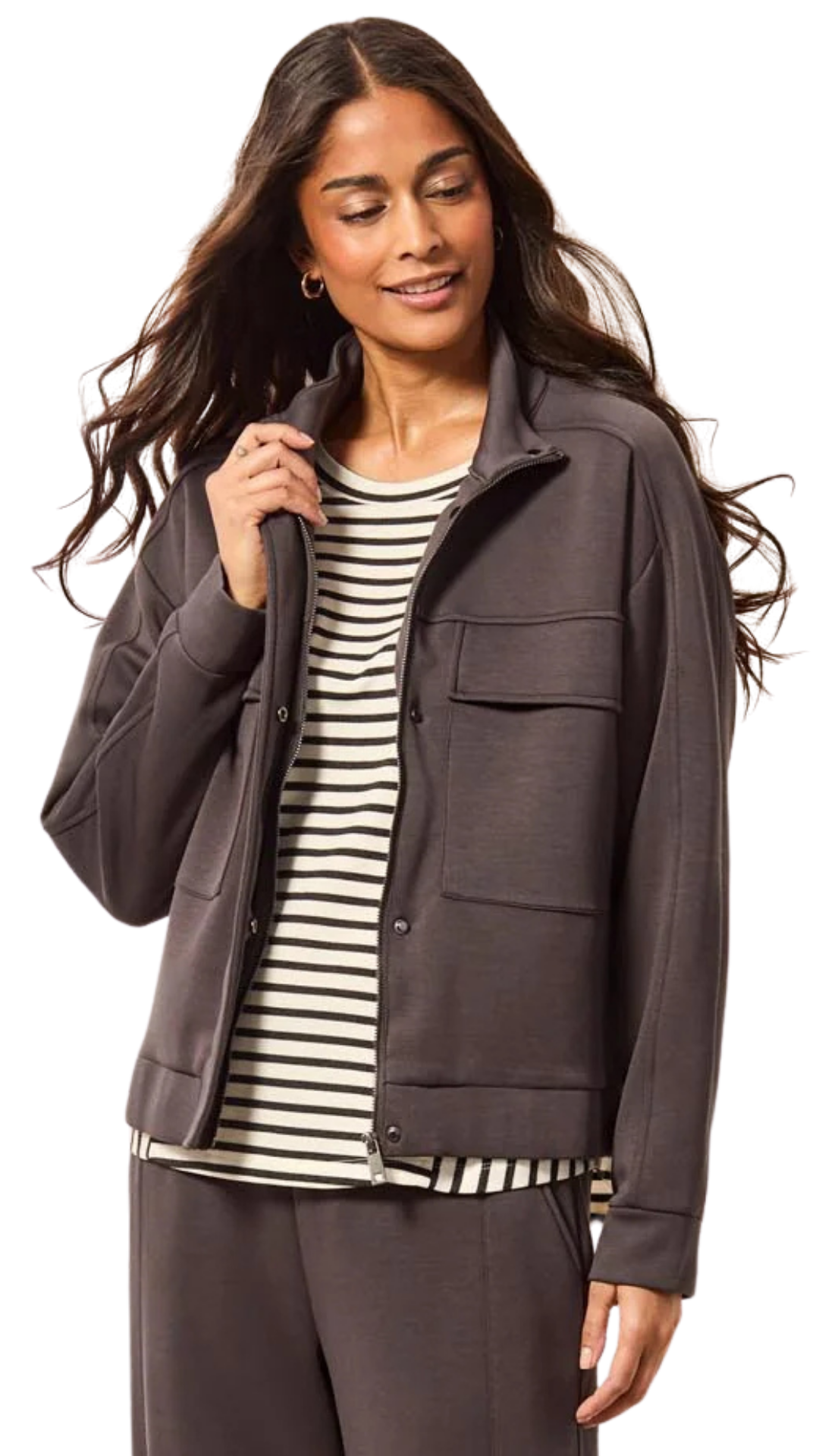 TECHNO LUX Scuba Knit Mock Neck Zip Front Jacket. Style TR3145O-3390