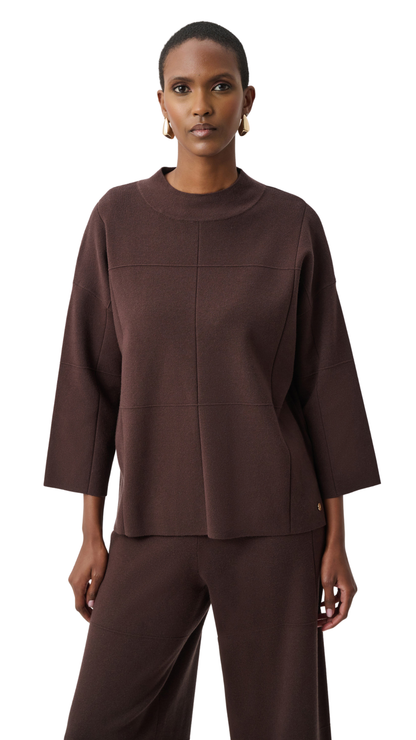 Brushed Viscose Straight Sweater Mock Neck. Style JR261981