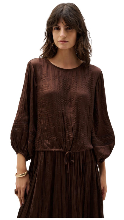 Pleated Satin Cocoon Top. Style JR262959