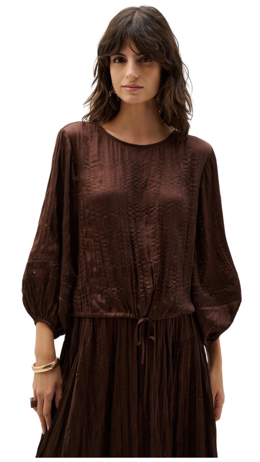 Pleated Satin Cocoon Top. Style JR262959