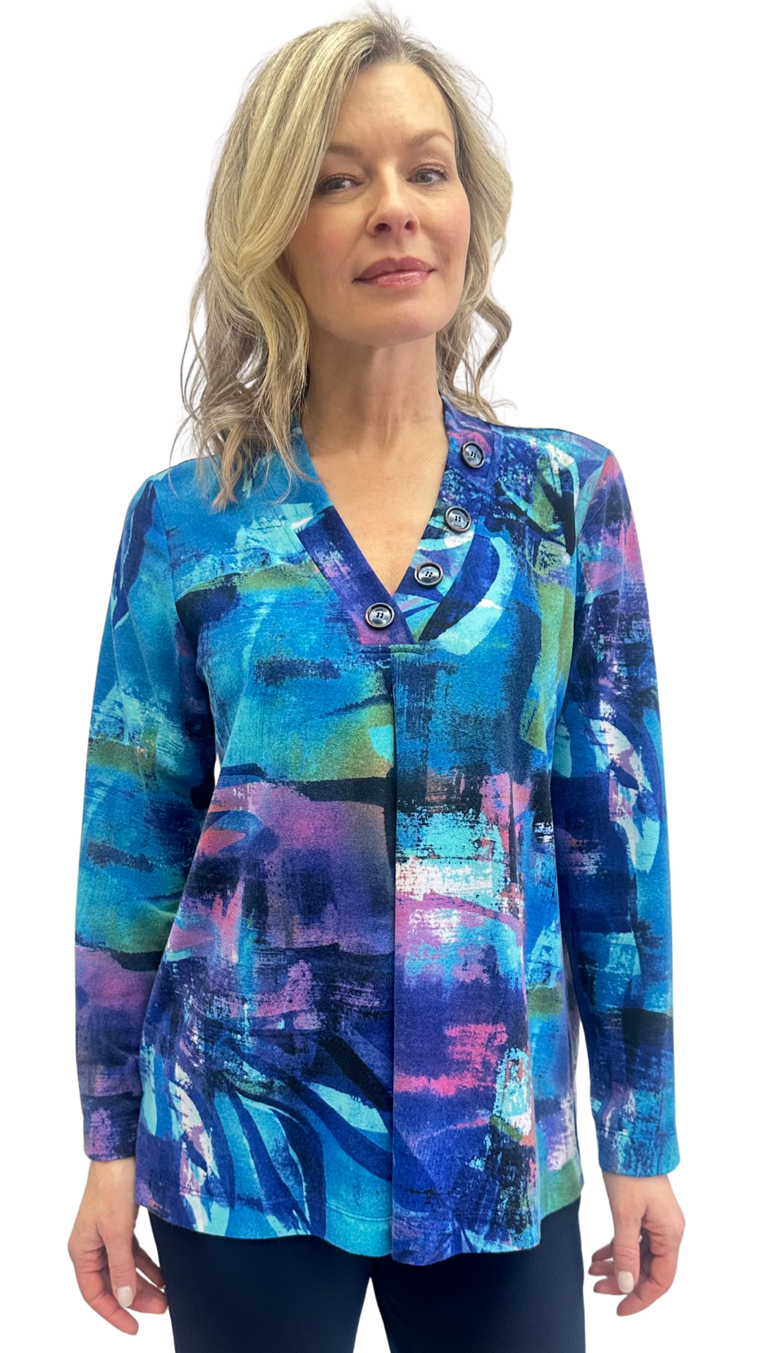 Buttons Cross-Over V-Neck. Style SW102386