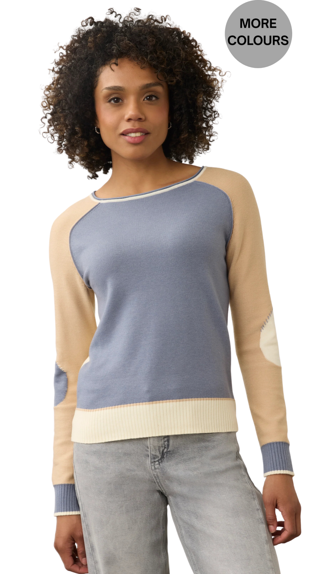 Long Sleeve Boatneck Colour Block Sweater. Style FD1938203