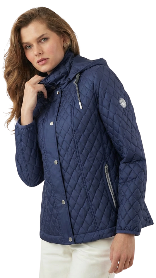 Short Diamond Quilted Removable Hood Jacket. Style FR431