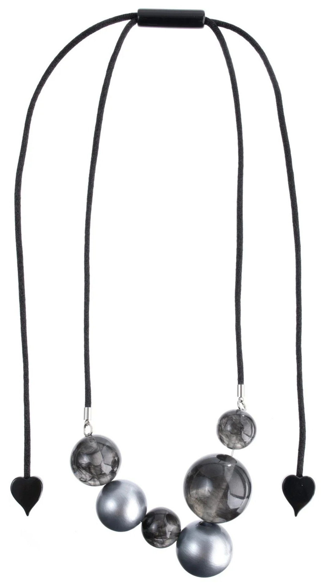 Isla 6 Bead Collection - Silver and Charcoal Swirl Beads Necklace. Style 4460101GREYQ06