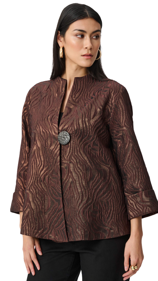 Woven Jacquard Animal Trapeze Jacket. Style JR263084