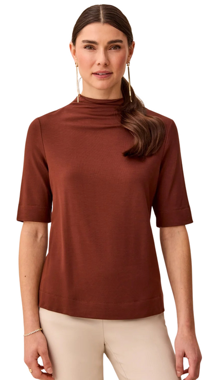 Funnel Neck Short Sleeve Top. Style TR6300O-2422