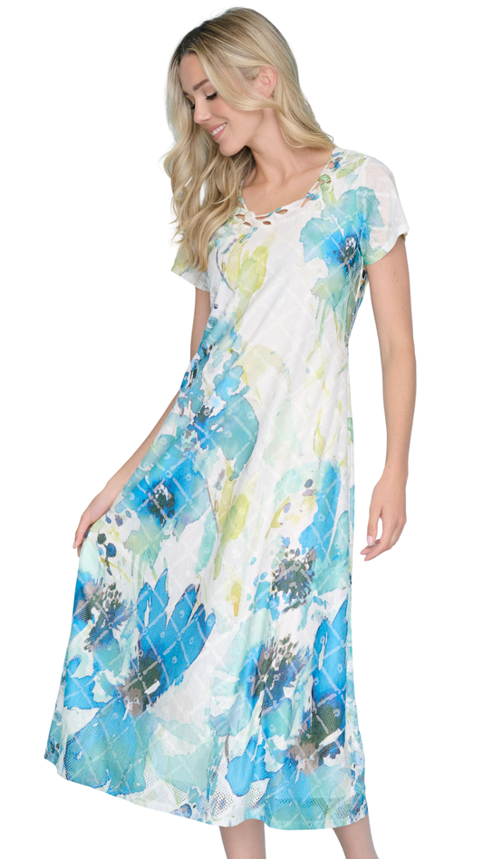 Abstract Print & Multi Detailed Maxi Dress. Style PYZC690HC