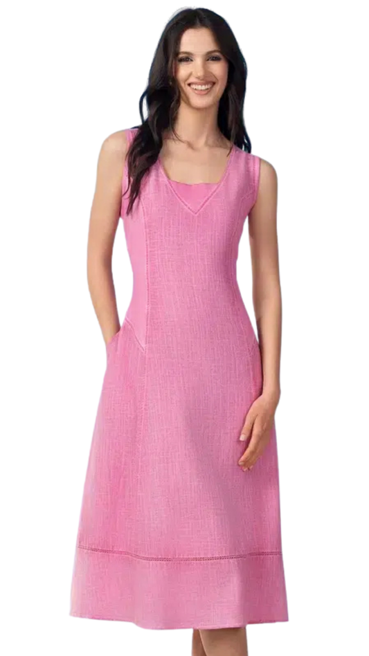 Sleeveless Mixed Fabric A-Line Dress. Style ALS47082