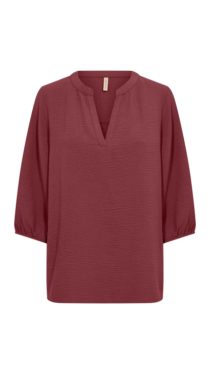 Notch Neckline Balloon Sleeve Blouse. Style SOYA41909