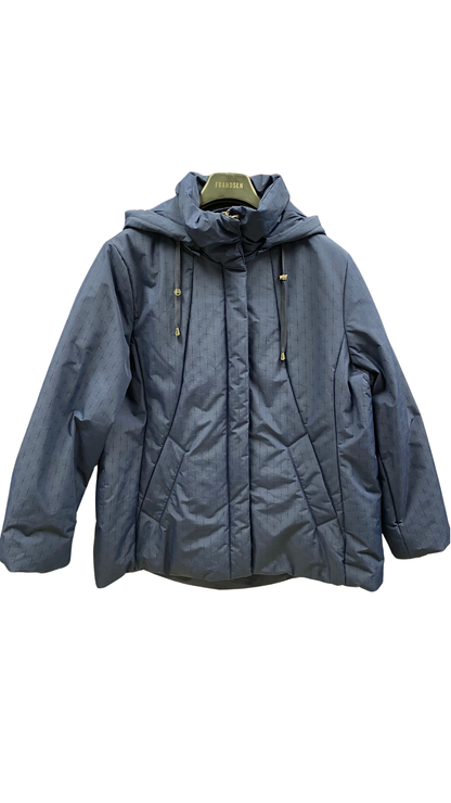 Removable Hood Zip & Button Front Jacket. Style FR515