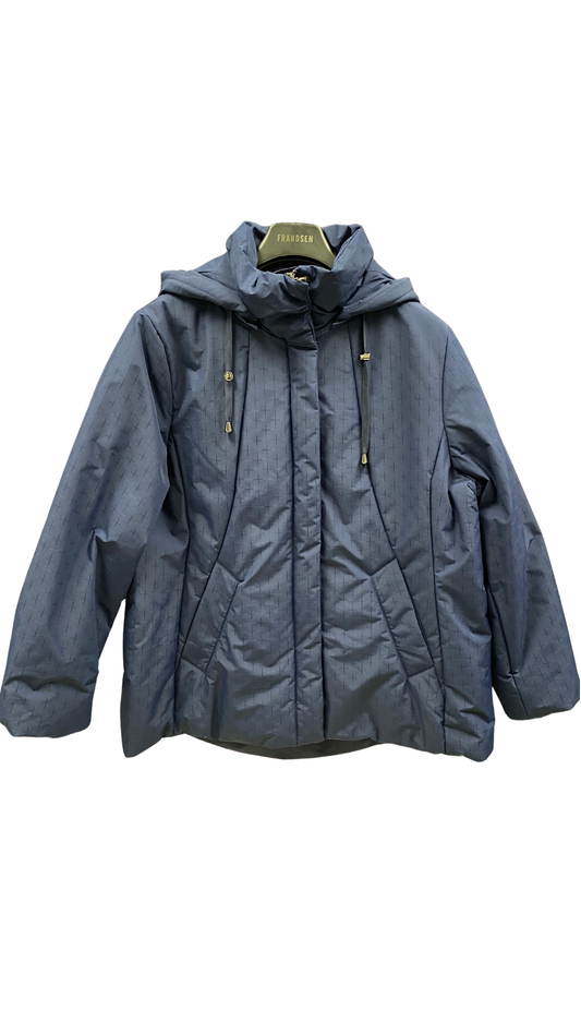 Removable Hood Zip & Button Front Jacket. Style FR515