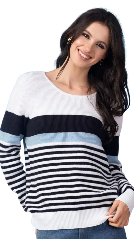 Round Neck Stripped Knitted Sweater. Style ALS47135