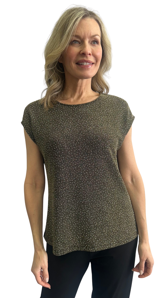 Holiday Stardust Drop Shoulder Sparkle Top. Style SW102044