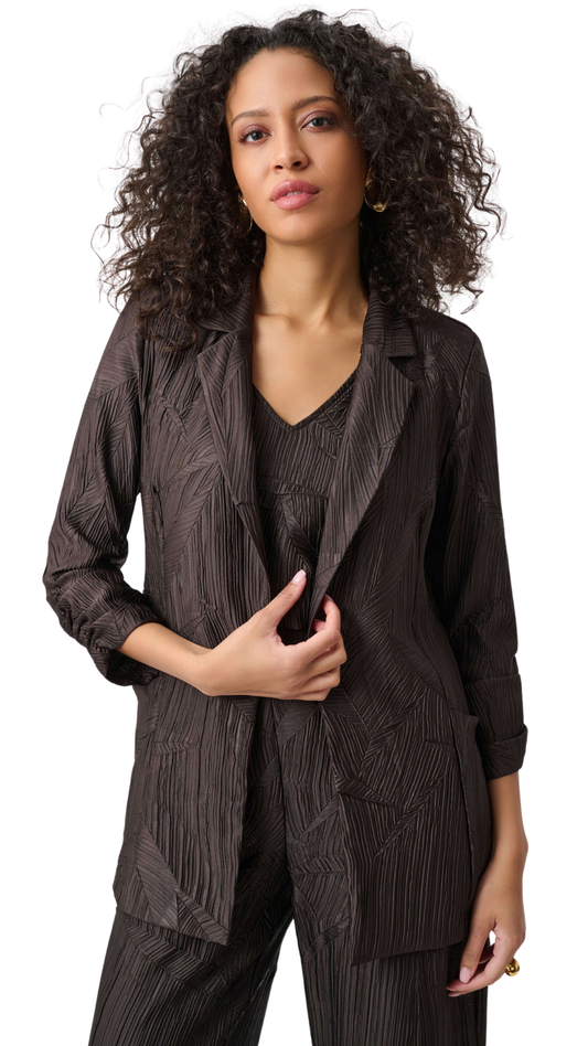 Pleated Satin Open Blazer. Style JR263050