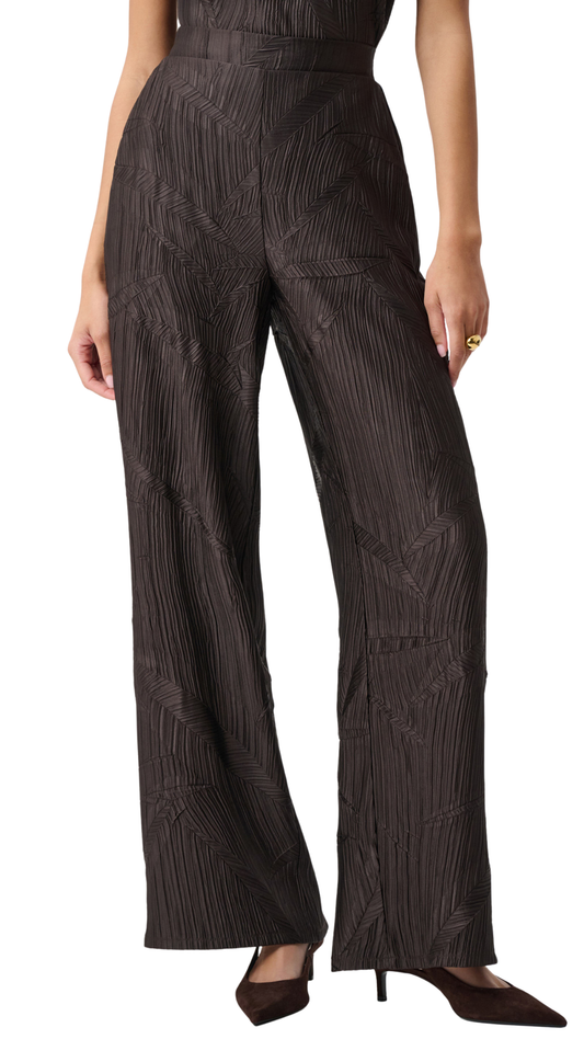 Pleated Satin Pull-On Wide-Leg Pants. Style JR263052
