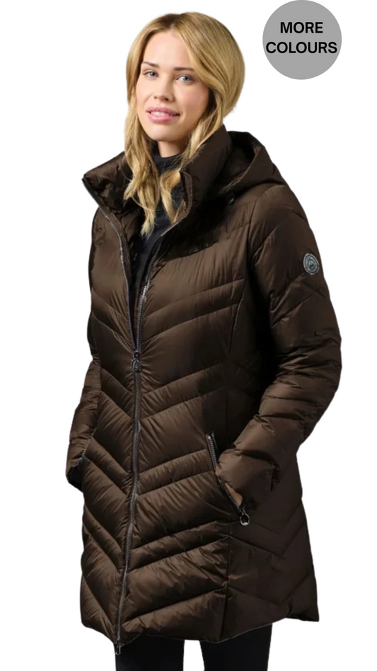 Lightweight Quilted Puffer Zip Front Removable Hood Jacket. Style JUN2441