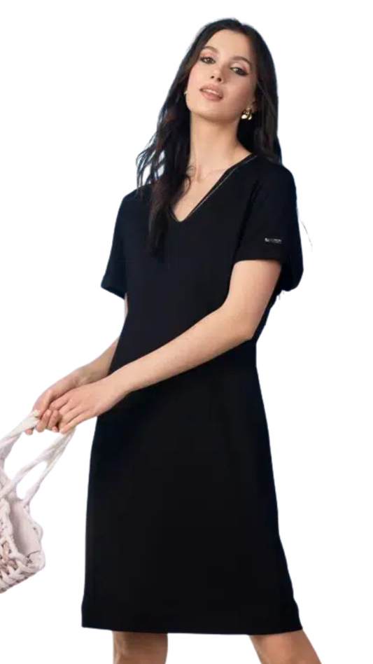 V-Neck Midi Length Short Sleeve Dress. Style ALSA47068