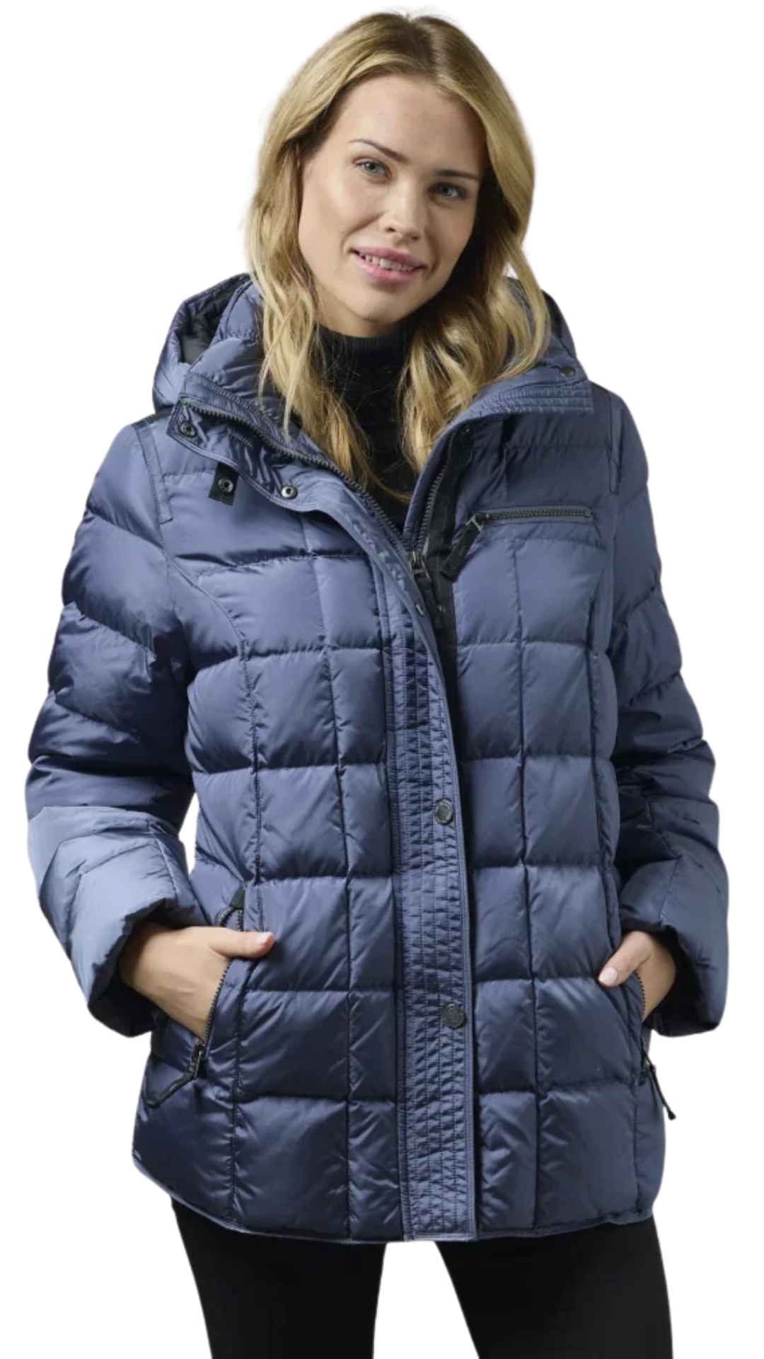 Removable Hood Zip & Snap Button Closure Quilted Puff Jacket. Style JUN2462