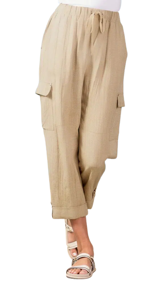 Pull-On Cargo Style Lightweight Capri. Style ALSA47008