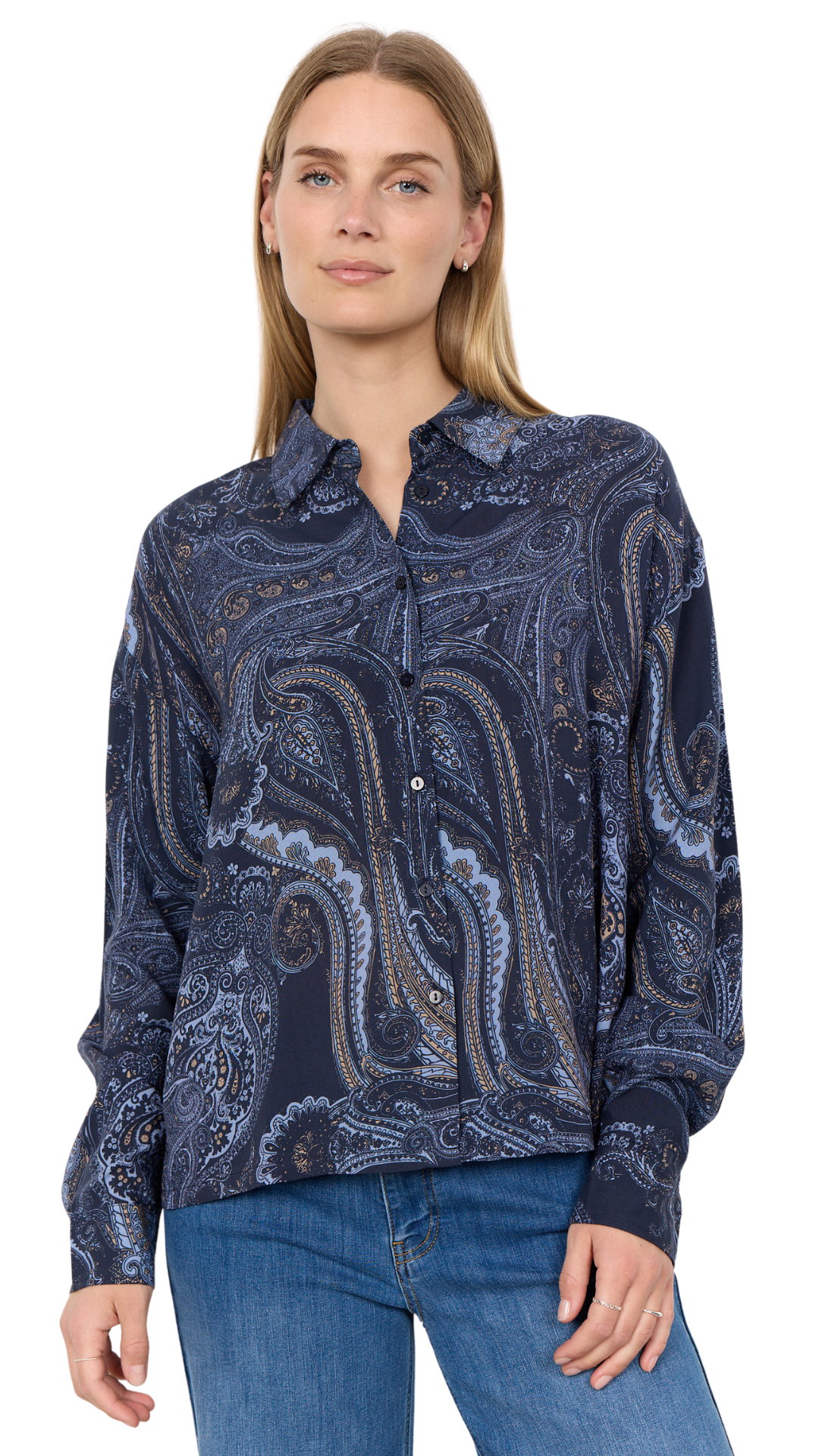 Paisley Print Button Front Blouse. Style SOYA41973