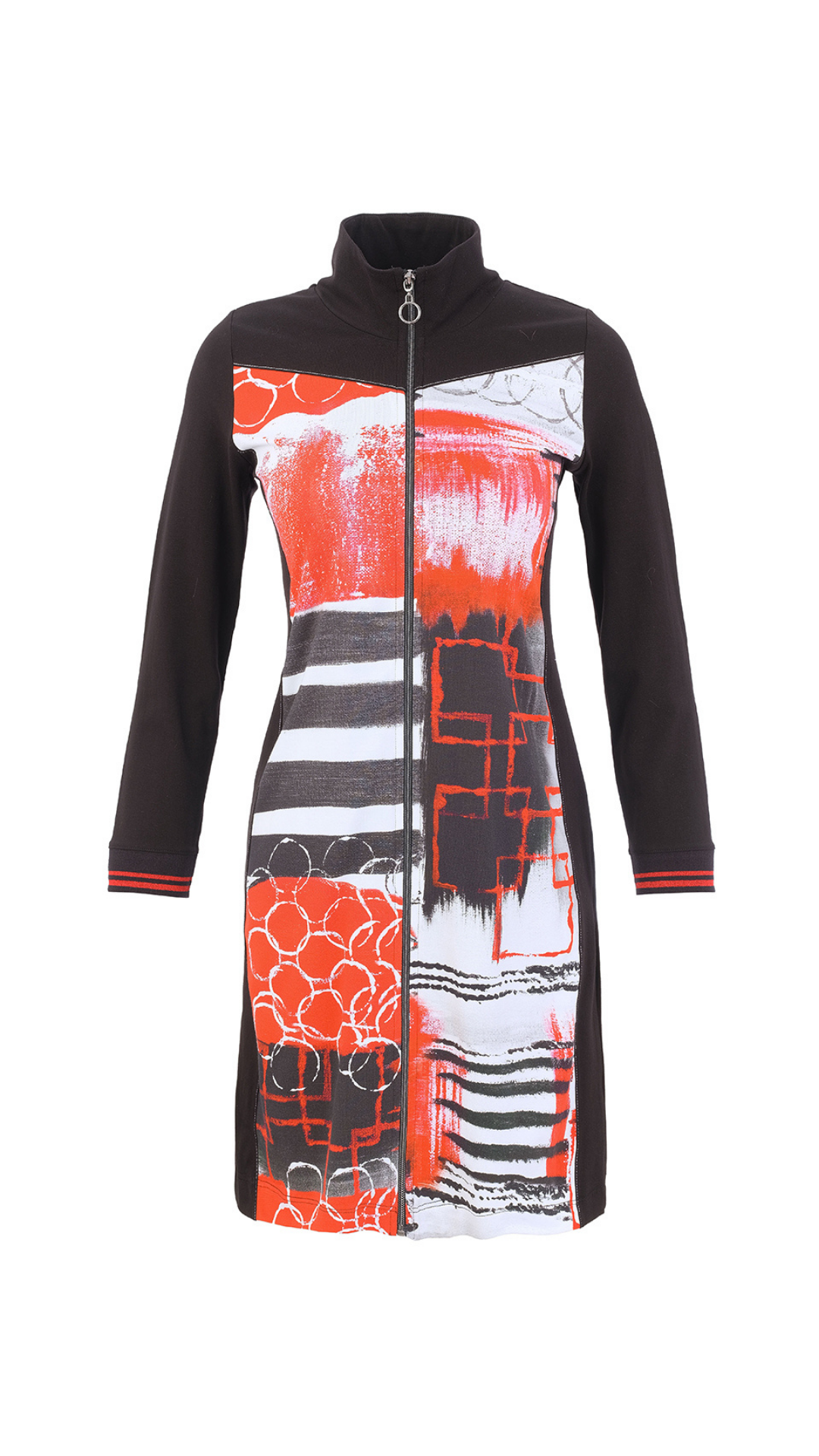 "Geo Stripes" Artist Print Zipper Front Dress. Style DOLC76695