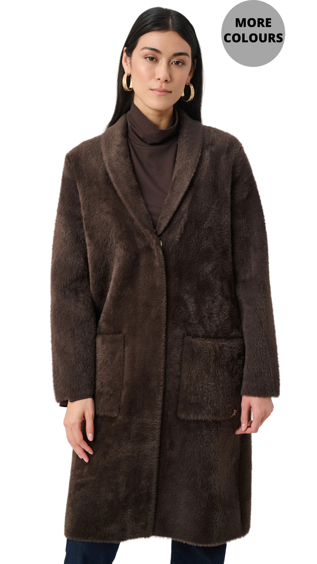 Detachable Faux Fur Collar Long Knitted Coat. Style JR263973